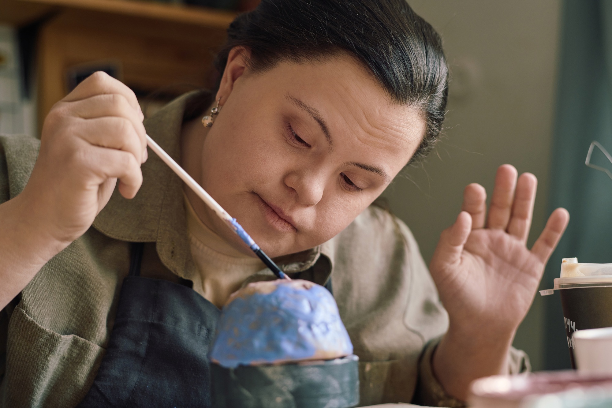 Woman With Down Syndrome Coloring Ceramic Bowl