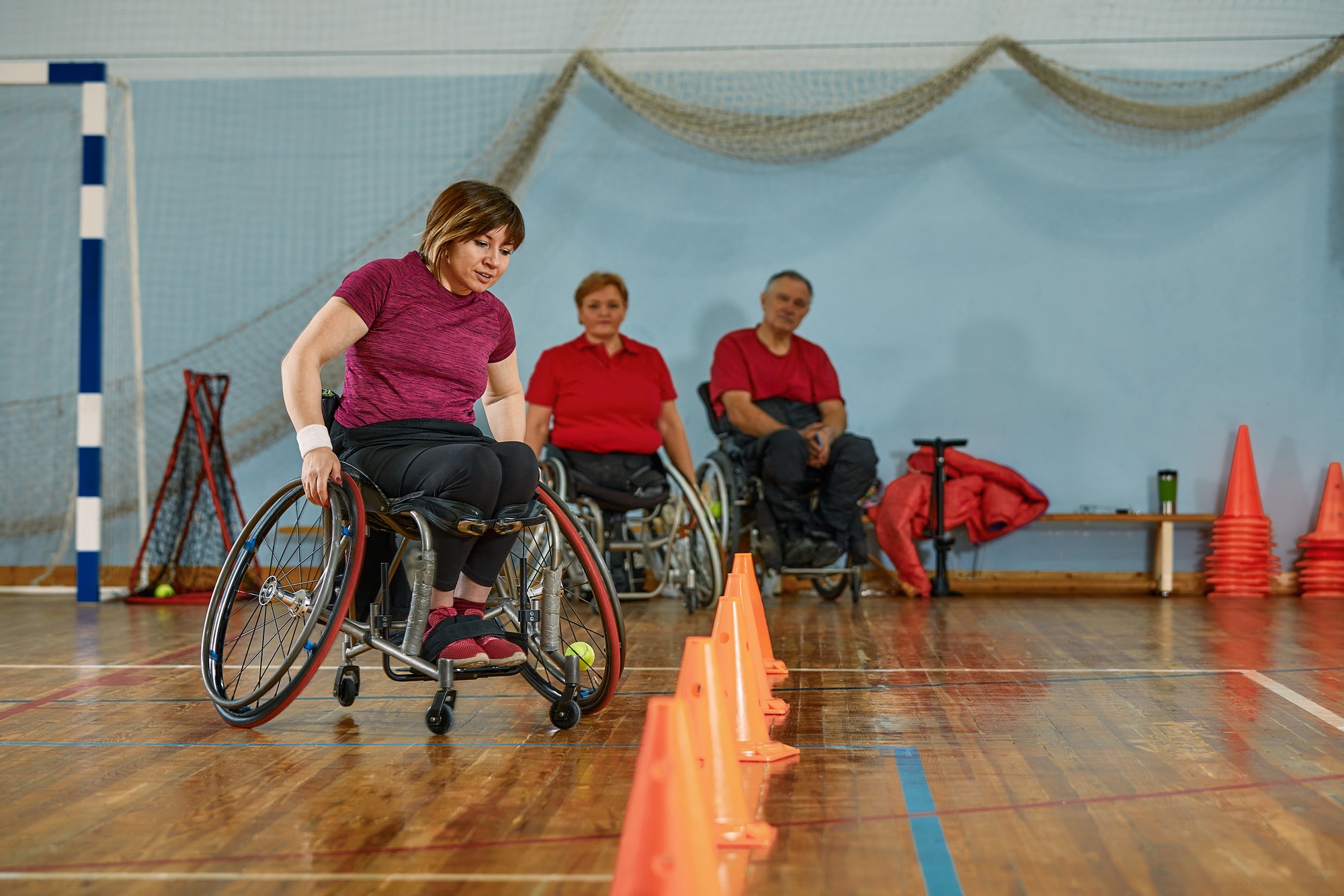 Competitions of the disabled at the stadium.