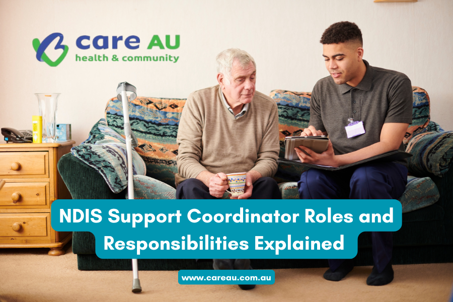 NDIS support coordinator assisting a participant with care planning – CareAU